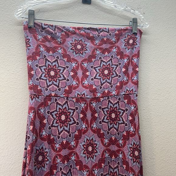 Mudd Dress Sz M Red Boho Print Strapless Maxi Mandala Strapless Y2K Tube Top - Picture 2 of 8